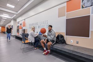 BGSU University Hall Branding and hall way desk units